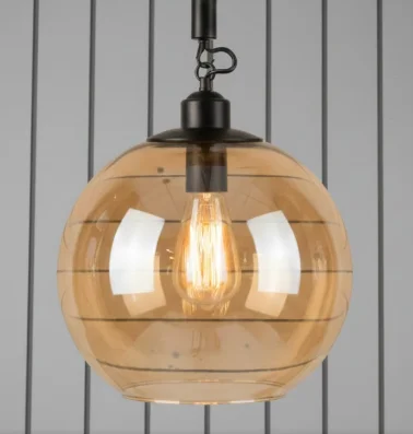 LÁMPARA RÚSTICA CANASTILLA DE VIDRIO